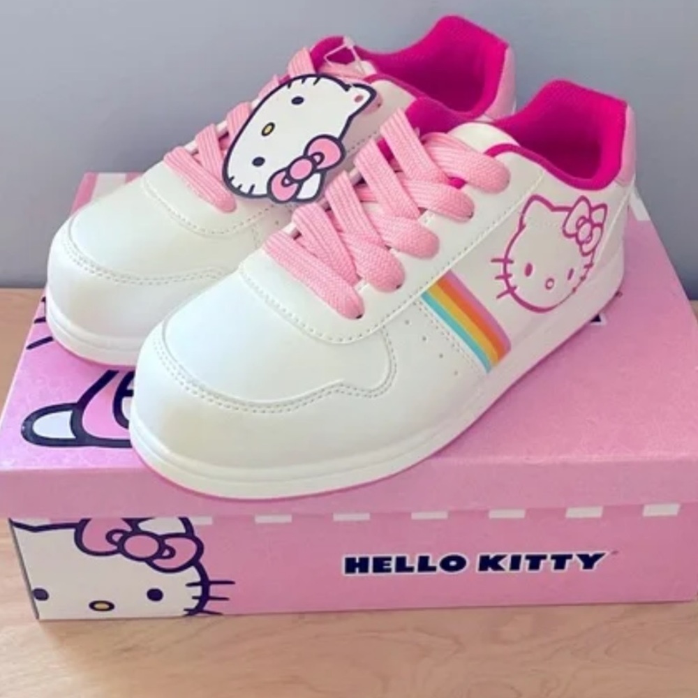 Hello Kitty Kids Sneakers - White and Pink with Rainbow Accent 2 pair of shoes